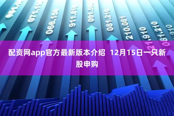 配资网app官方最新版本介绍  12月15日一只新股申购